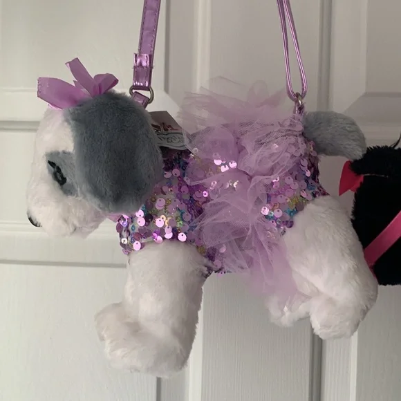 Two Super Poochie And Co Little Girls Plush Animal Shaped Purse. - Picture 8 of 15